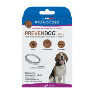Collier antiparasitaire Preventdog pour chien petit et moyen de 0 à 25kg
