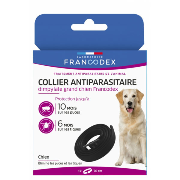 Francodex Collier anti-parasitaire dimpylate pour grands chiens