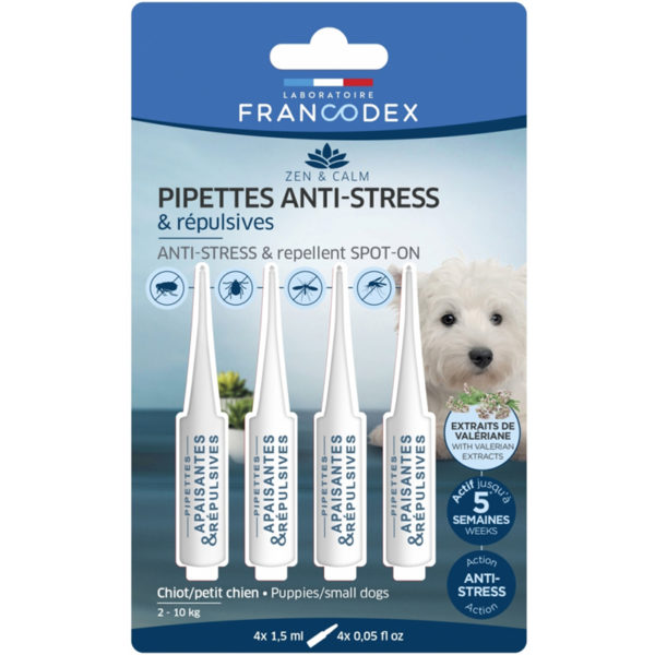 Francodex Pipettes anti-stress et répulsives pour chiens de 2 à 10 kg