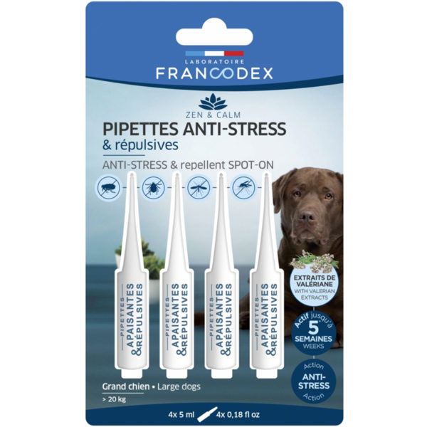 Francodex Pipettes anti-stress et répulsives pour chiens plus de 20 kg
