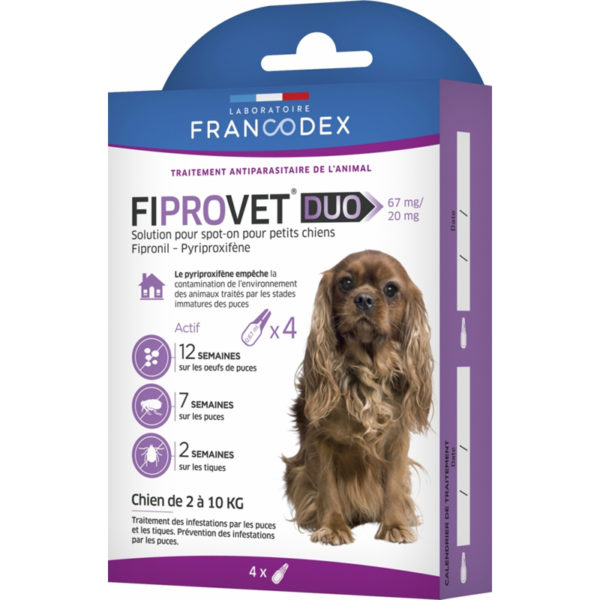 Francodex Fiprovet Duo Pipettes Spot-on pour petits chiens de 2 kg à 10 kg