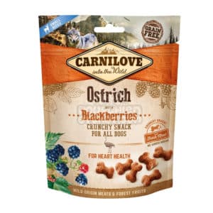 Biscuits Crunchy Snack autruche & mûres pour chien - Carnilove