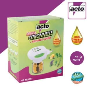 Diffuseur électrique citronnelle 22,5 ml anti-moustiques ACTO