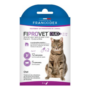 Fiprovet Duo 50 mg:60 mg solution spot-on pour chat lot de 2